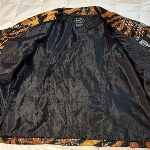 Selene Sport Vintage Tiger Print Jacket Blazer Black and Gold - Picture 10 of 12
